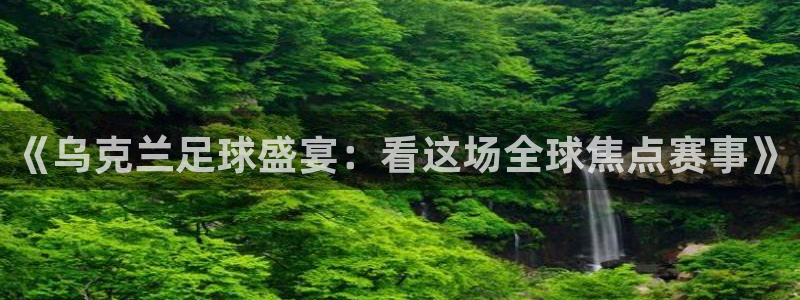 《乌克兰足球盛宴：看这场全球焦点赛事》